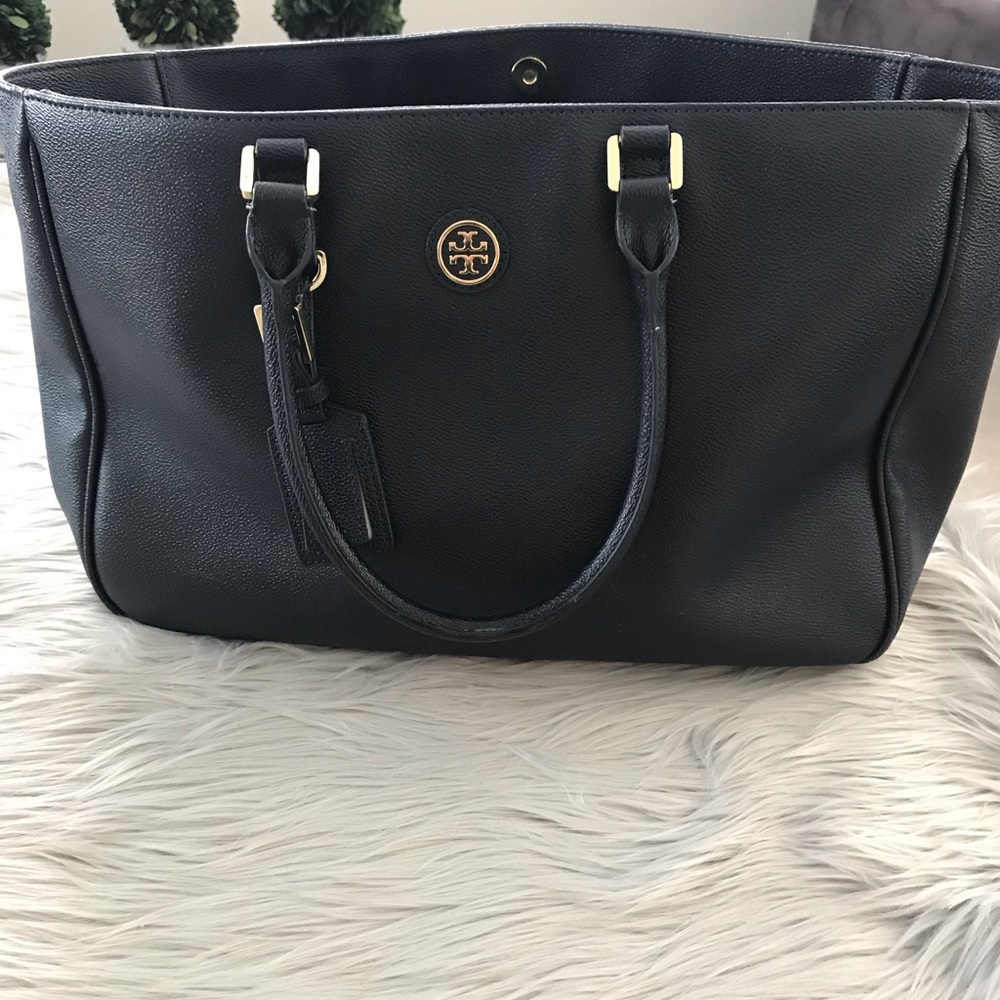 TORY BURCH Large Leather Navy Tote